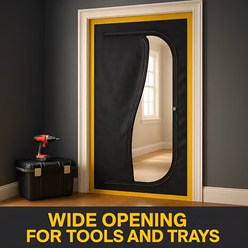 Sola Reusable Black Dust-Barrier Doorway Curtain with Zip, W/H: 110 x 220 cm – 4