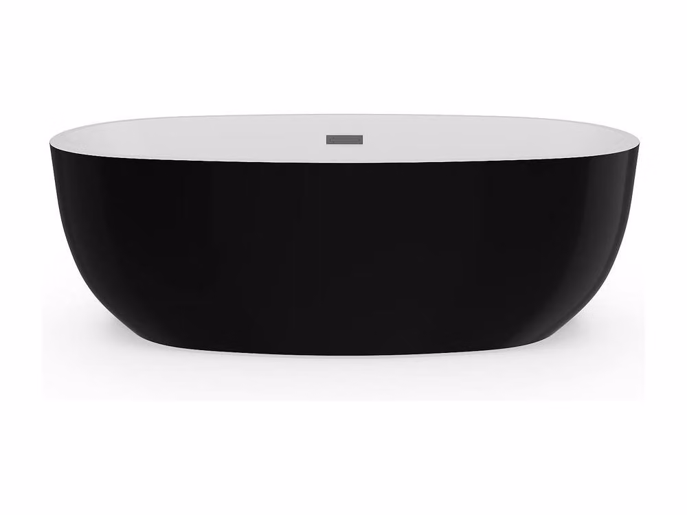 Vente-unique Black Oval Acrylic Freestanding Bathtub, W/D/H: 170 x 80 x 58 cm – 2