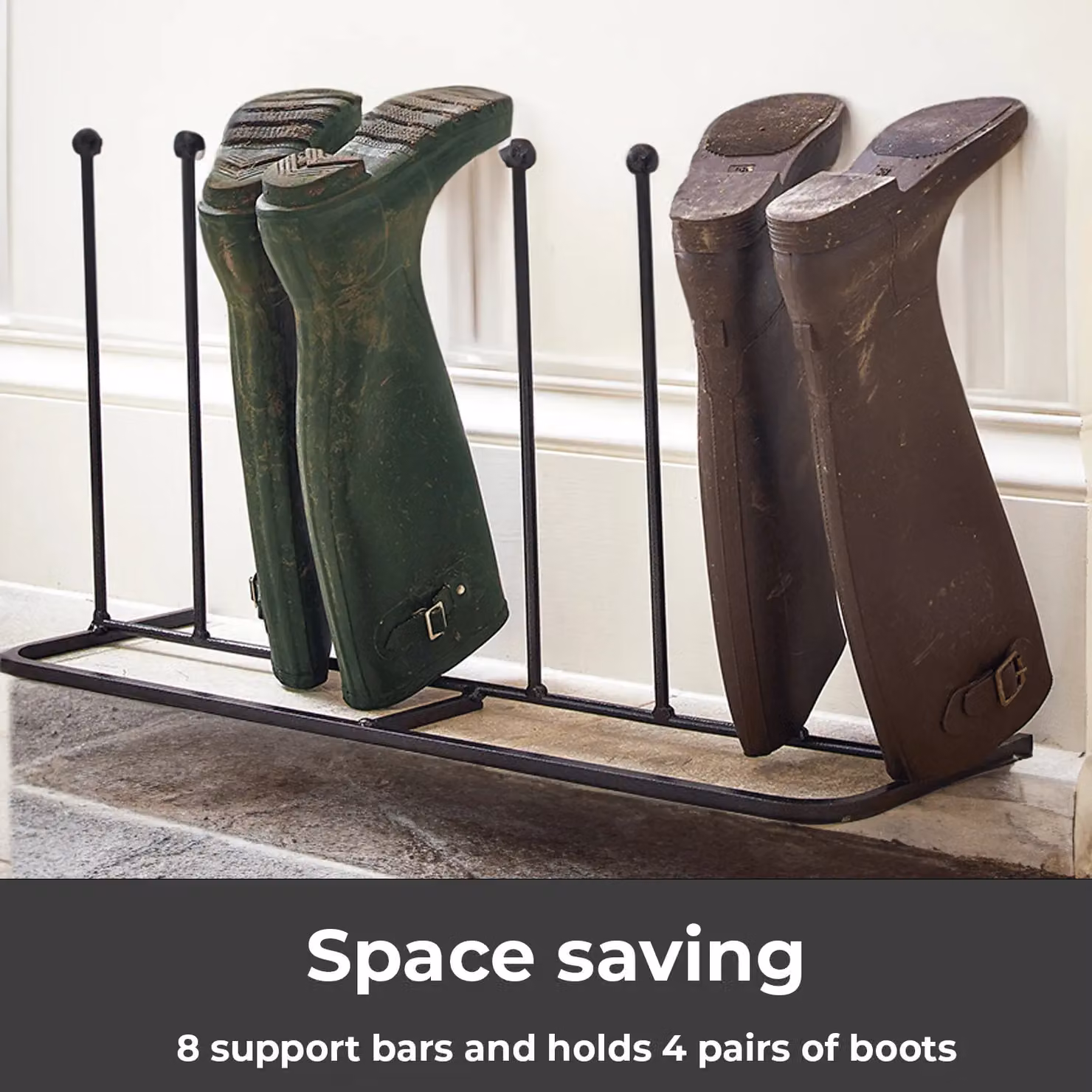 Neo Black Powder Coated Metal Freestanding Boot Rack and Shoe Holder – 4