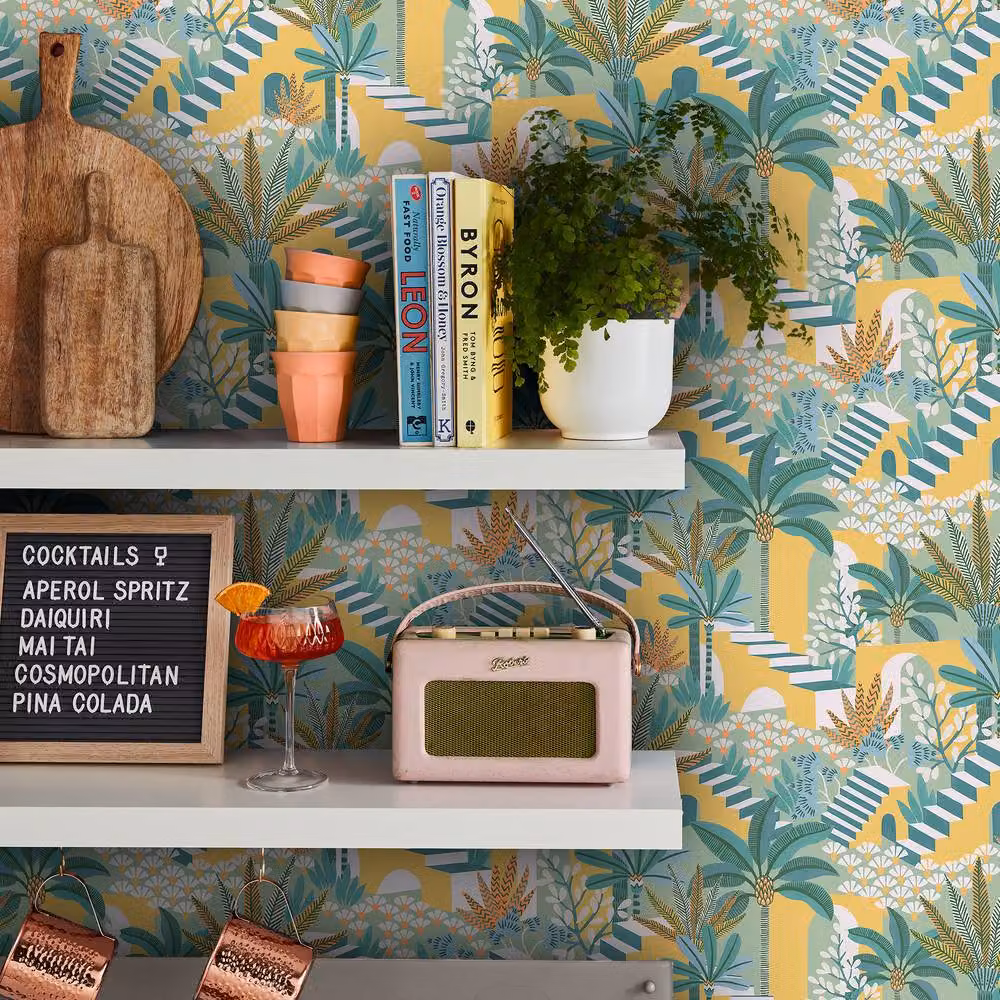 Envy Vacay Citron Yellow Floral Botanical Wallpaper, W: 52 cm, H: 1000 cm – 3