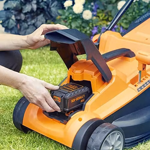 LawnMaster MX 24V 37cm Cordless Lawnmower and Strimmer Set in Orange – 4