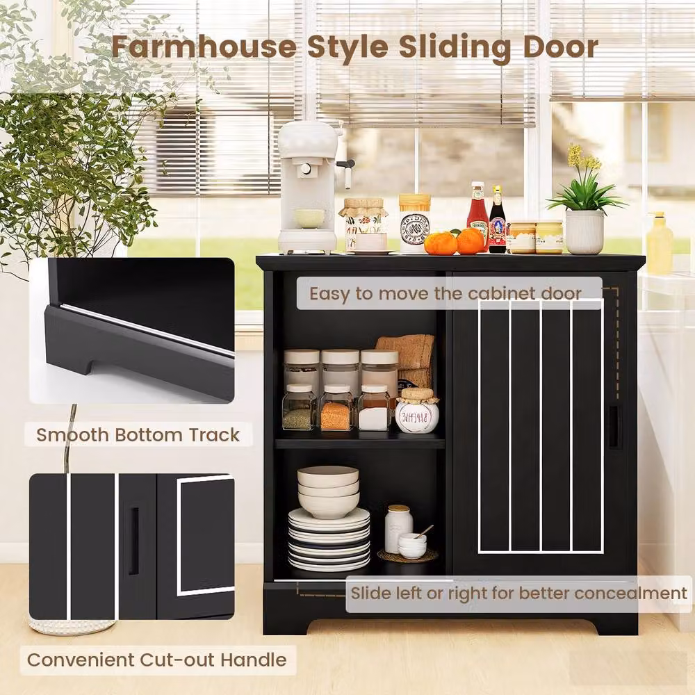 Costway Farmhouse Sideboard Buffet Cabinet in Black – 7