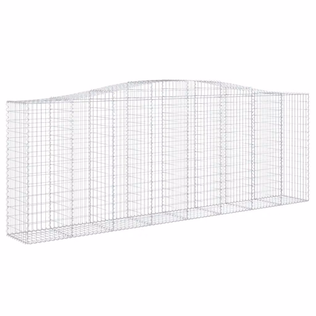 Berkfield Home Arched Gabion Basket in Silver Galvanised Steel, W: 400 cm, D: 50 cm, H: 140-160 cm – 2