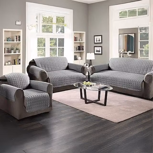 Velosso Soft Touch Water-Repellent and Stain-Resistant Microfibre Armchair Protector in Silver Grey
