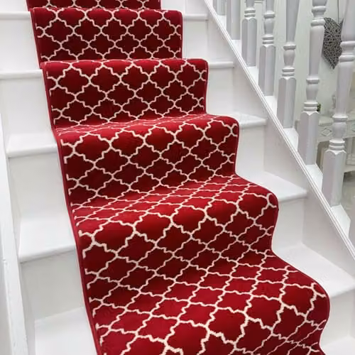 runrug Avanti Stair Runner Carpet in Red, W: 60 cm, L: 720 cm – 1