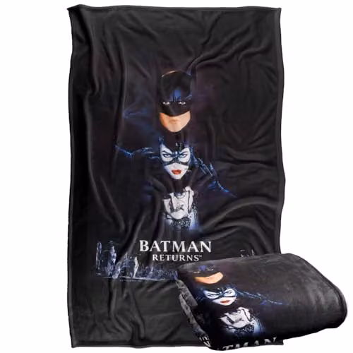 LOGOVISION Batman Returns Batman Catwoman Penguin Fleece Throw Blanket, Multicolour, W/D/H: 91 x 147 cm – 1