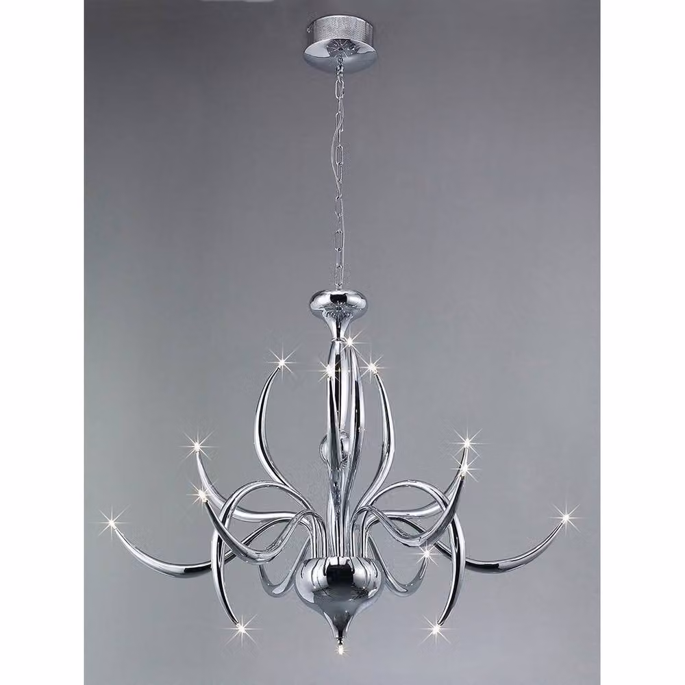 Netlighting Llamas 15-Light G4 Pendant Lamp in Polished Chrome and Grey – 2