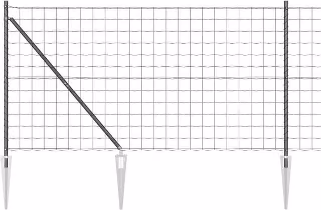 Berkfield Home Euro Fence with 7 Spike Posts, Grey Galvanised Steel, W: 10 m, H: 1.4 m – 1