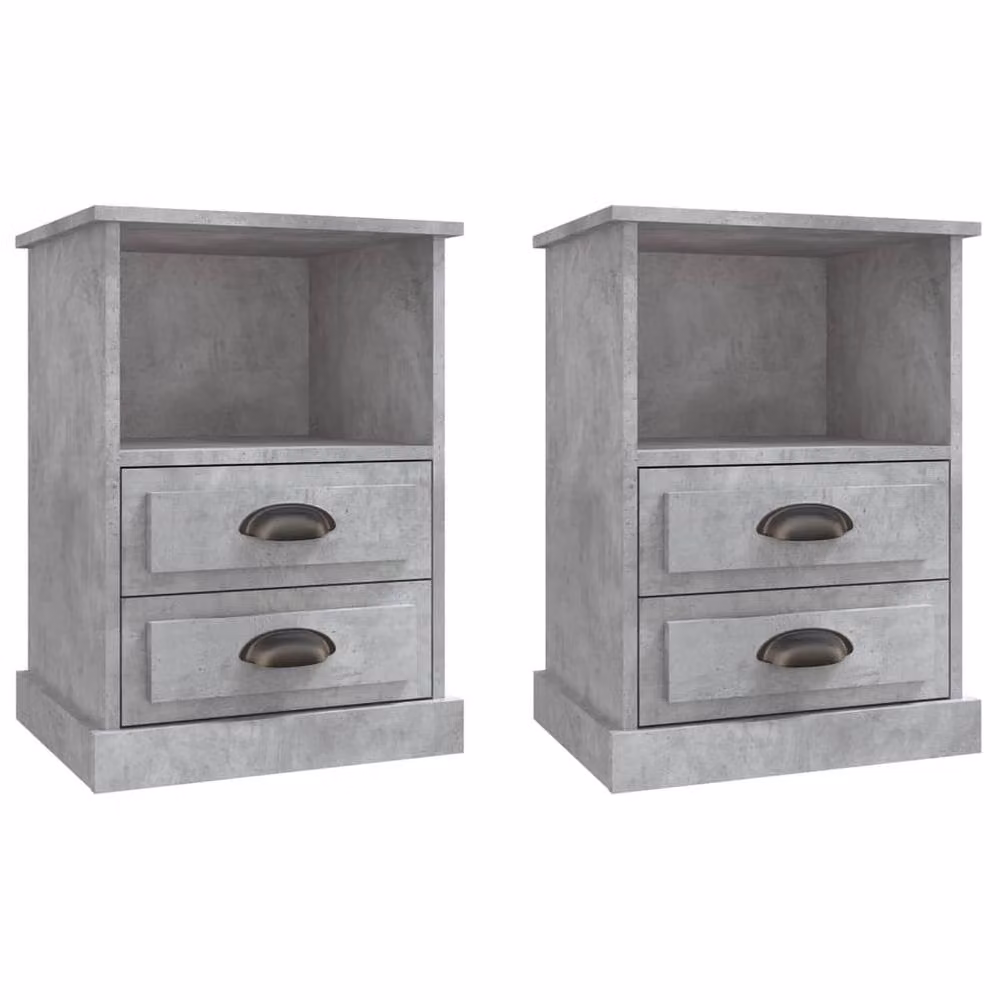 Berkfield Home Elegant Bedside Cabinets, 2 Piece Set, Concrete Grey, W/D/H: 43 x 36 x 60 cm – 3