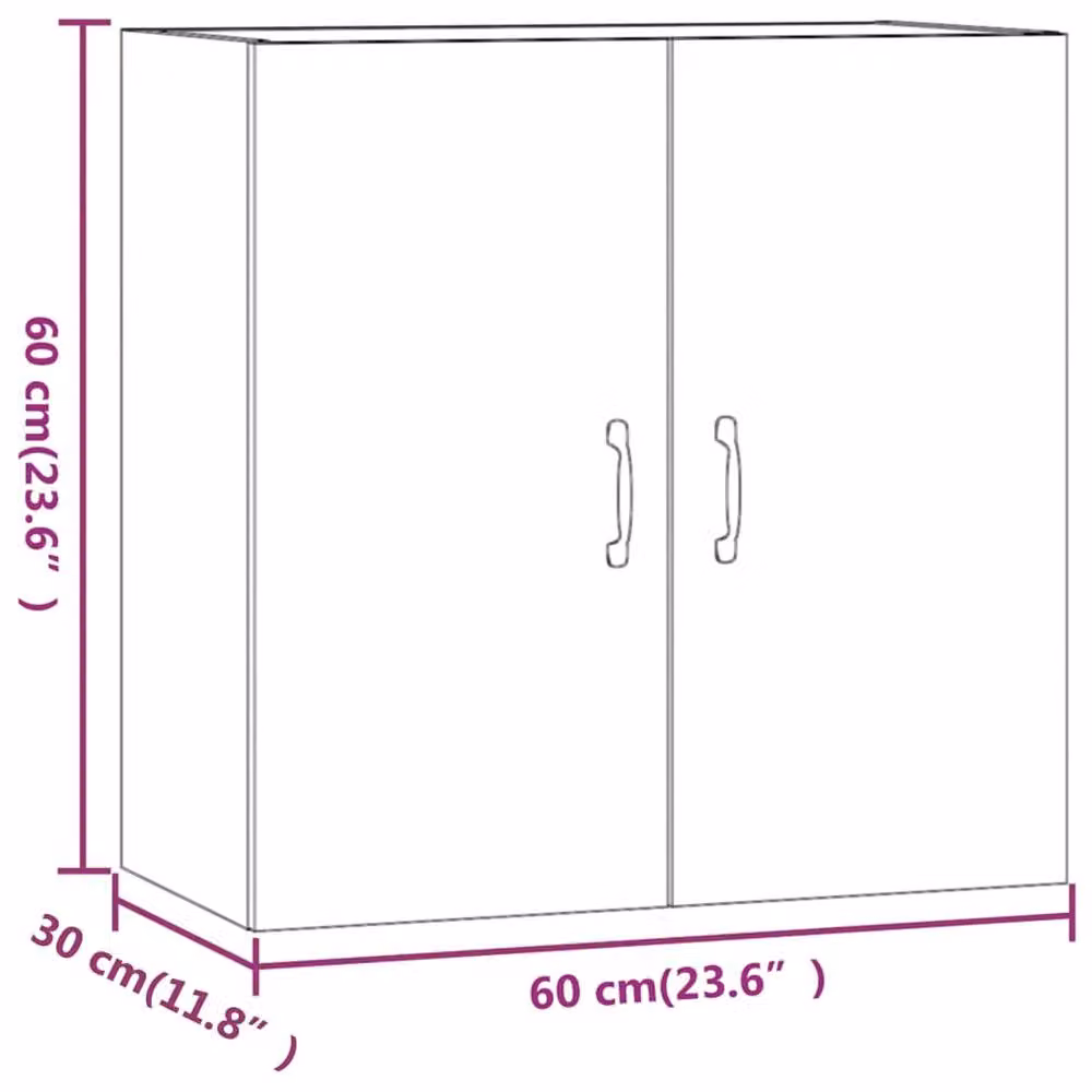 Berkfield Home Wall Mounted Smoked Oak Cabinet in Brown, W/D/H: 60 x 31 x 60 cm – 5