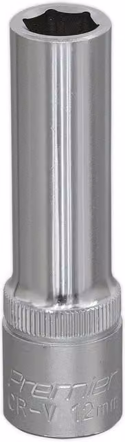 Loops 12mm Deep Drive Socket, 1/2 inch Square Drive, Chrome Vanadium, Silver – 1