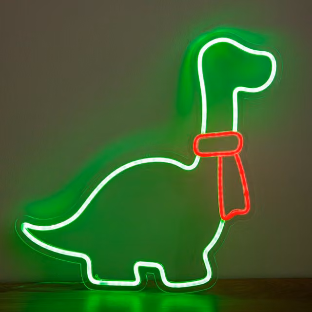 Samuel Alexander Green and Red LED Neon Dinosaur Christmas Light with Scarf and Stand, Height: 43 cm – 1