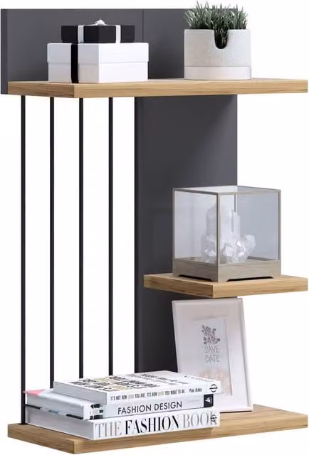 VCM Dolira M Wood Wall Shelf, Brown, W/D/H: 60 x 19 x 40 cm