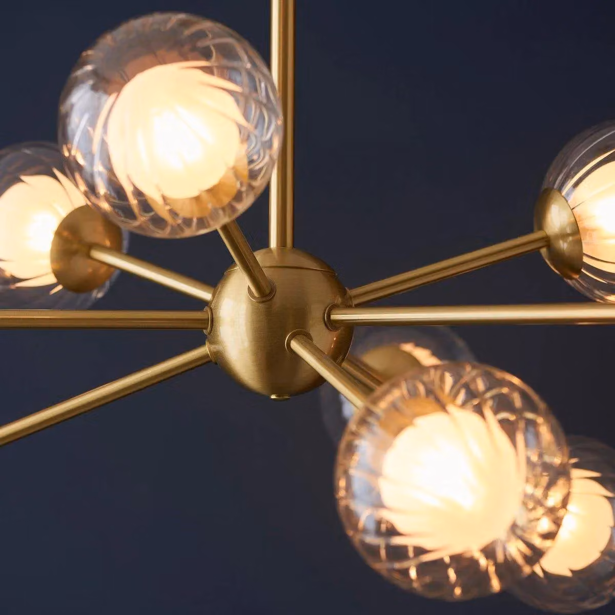 Netlighting ROME Dimmable Multi Arm Glass Pendant Ceiling Lamp in Yellow and Gold/Brass – 3