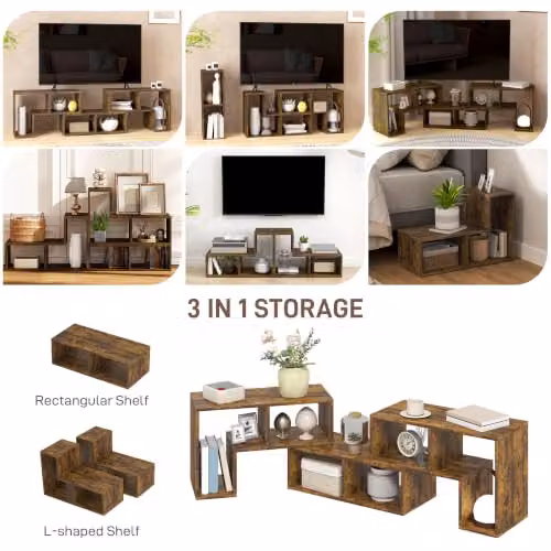 HOMCOM Rustic Brown TV Stand for Televisions up to 75 Inches – 4