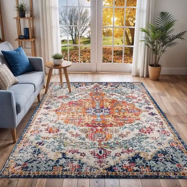 Livabliss Asmara Vintage Boho Style Multicolour Rug, W/D: 95 x 150 cm – 1