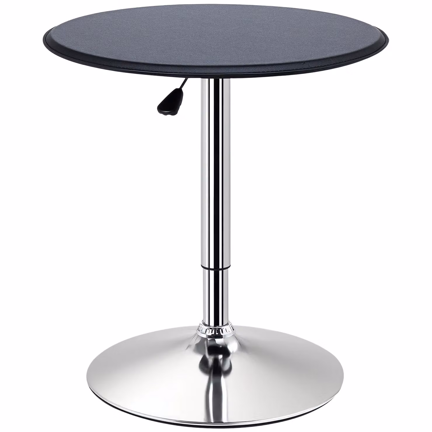 HOMCOM Adjustable Round Bistro Bar Table with Black PU Leather Top and Steel Base – 2