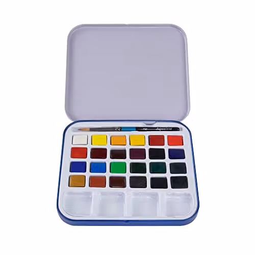 Daler Rowney DR Aquafina 24 Half Pan Travel Watercolour Set, Multicolour