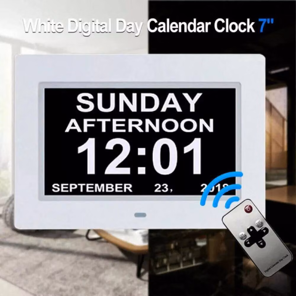 NESTLUNE LED Electric Digital Alarm Clock with Mirror Display, White, W: 100 cm, H: 15 cm, D: 1.5 cm – 4