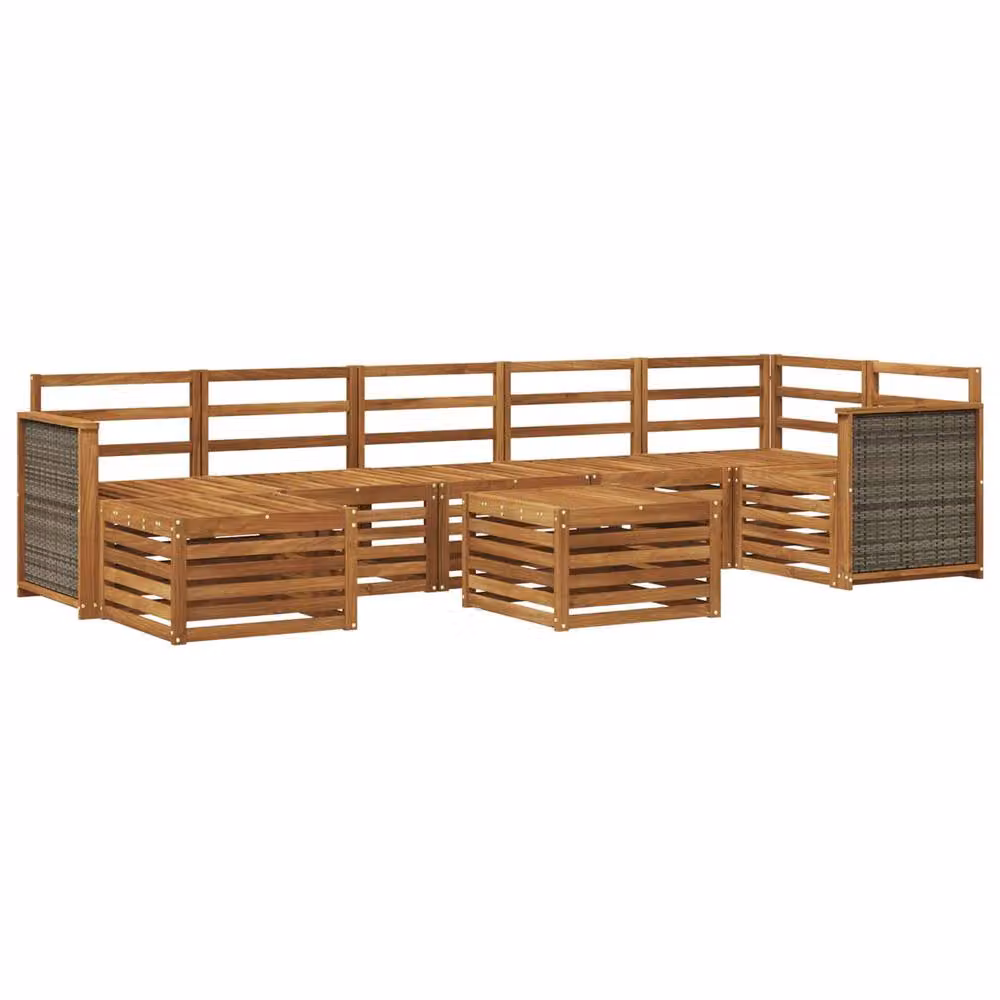 Berkfield Home 7 Piece Outdoor Sofa Set in Brown Solid Acacia Wood – 2