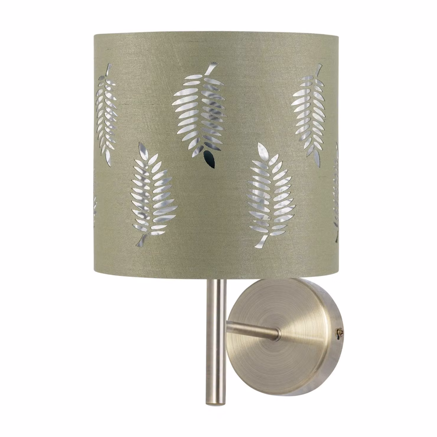 First Choice Lighting Brea Set of 2 Antique Brass Wall Lights with Green Fabric Shades – 2