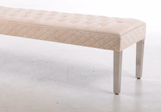 Modernique Precious Velvet Bench Footstool in Beige, W: 155 cm