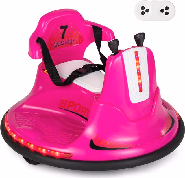 Costway 6V Battery Powered Electric Ride On Bumper Car with Light and Sound, Pink