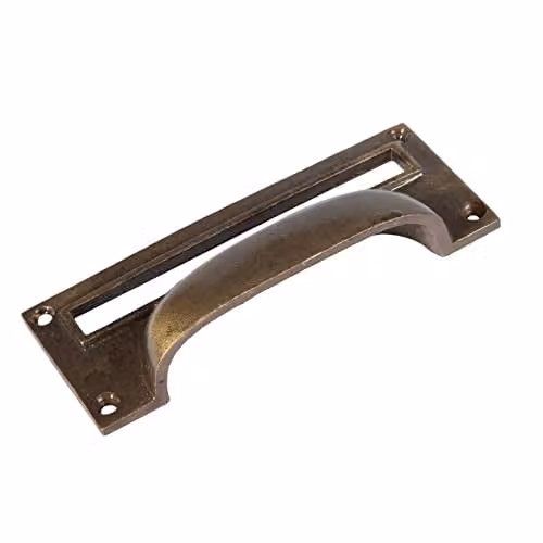 Hammer and Tongs Brass Filing Cabinet Drawer Pull with Card Frame in Gold – 1