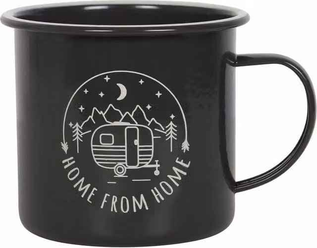 Something Different Crystals and Coffee Enamel Camp Mug in Black
