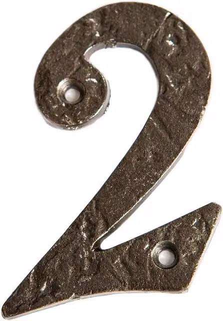 Hammer and Tongs Rustic Iron Number 2 Wall Numeral in Grey