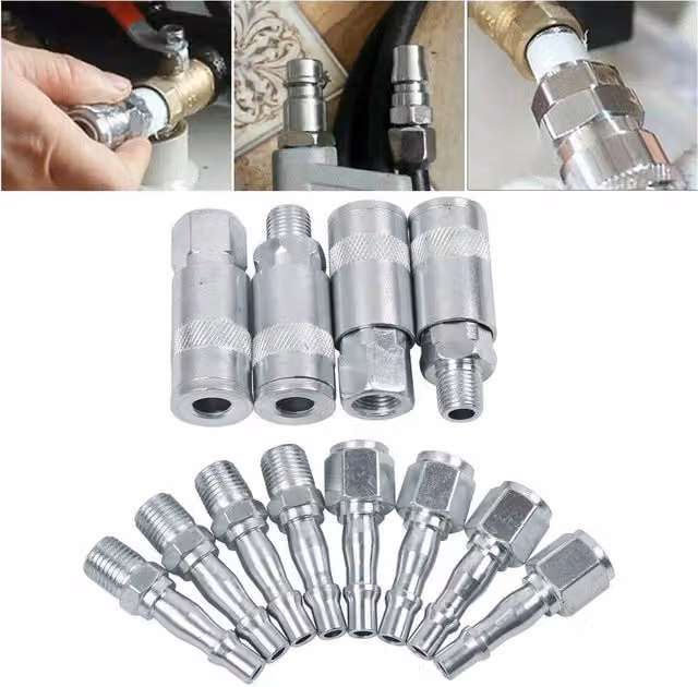 KORVIXA 12-Piece Air Line Hose Fitting Connector in Silver