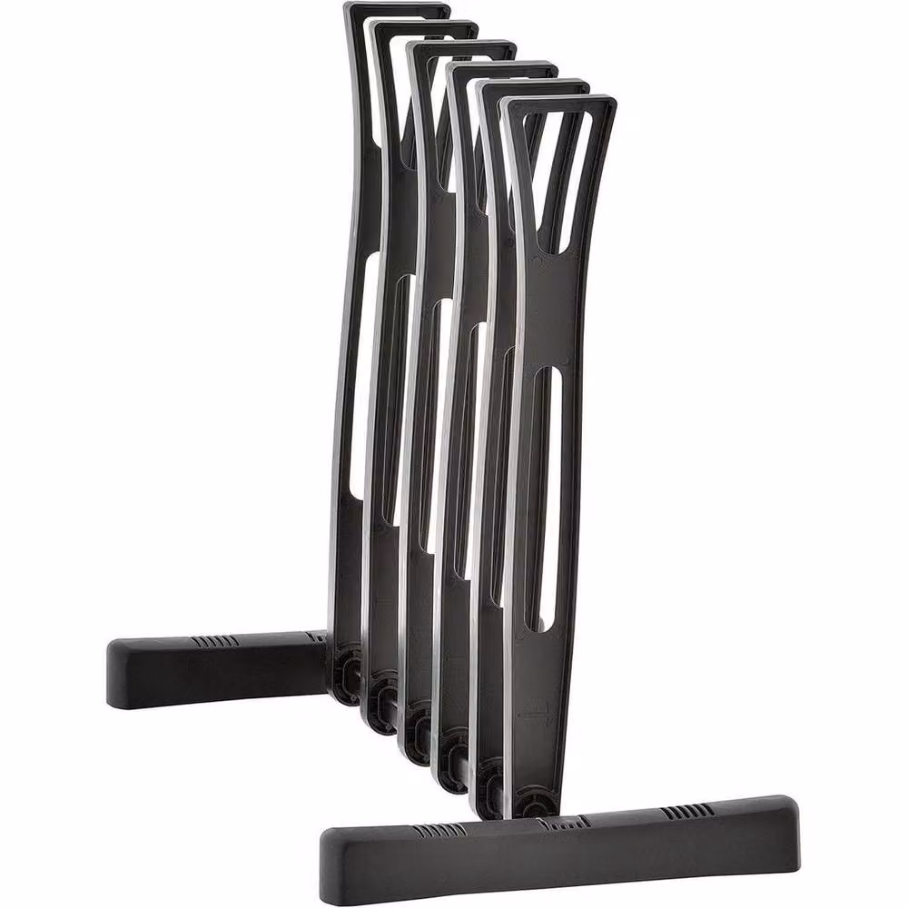 KORVIXA Matt Black Freestanding Plastic Shoe Rack for 3 Pairs of Wellington Boots – 2