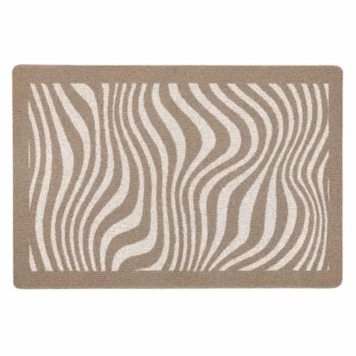 My Mat Sculptured Patterned Waves Mink Rug, W: 100 cm, D: 150 cm
