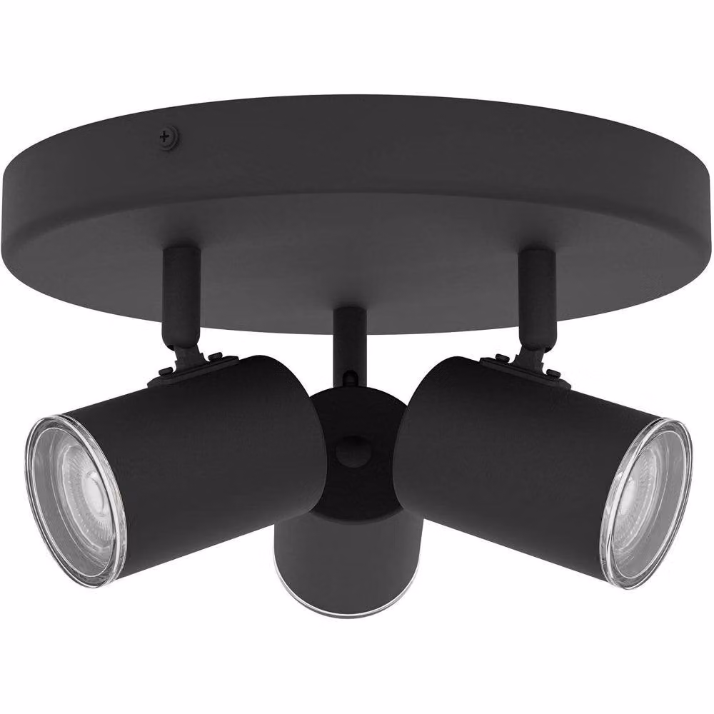 Loops Modern Triple Round Black Ceiling Spotlight with GU10 IP44 Bathroom Lighting – 2