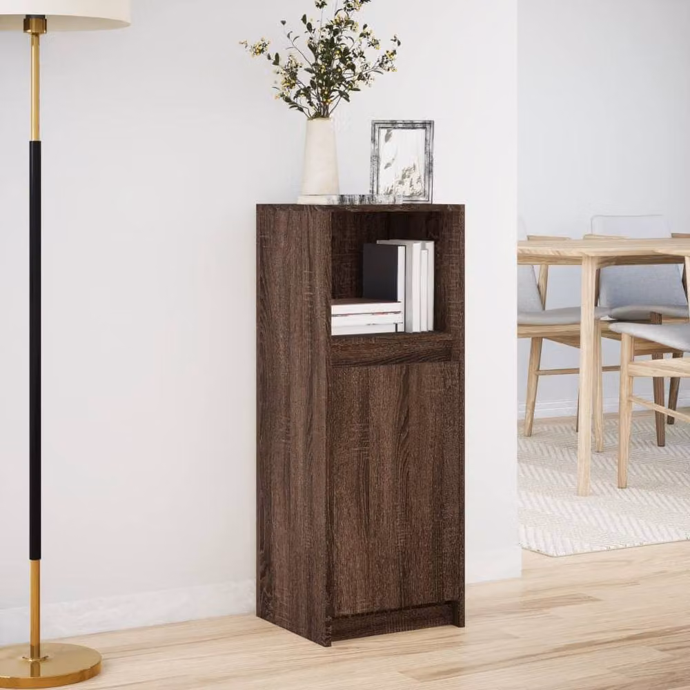 Berkfield Home Modern Brown Oak Sideboard with Integrated LED Lighting, W/D/H: 100 x 34 x 38 cm – 2
