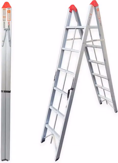 TUFFMATE 6 Step Double-Sided Folding Aluminium Step Ladder in Silver