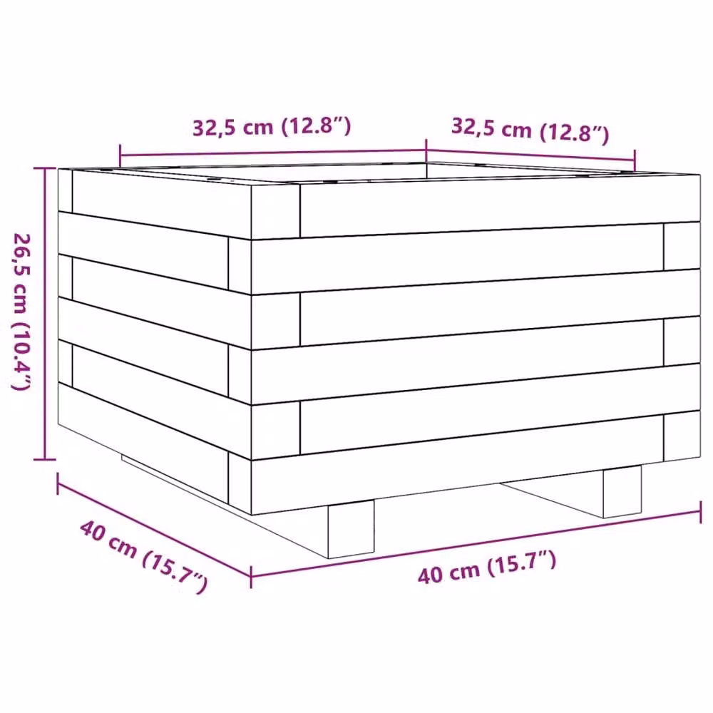 Berkfield Home Decorative Garden Planter, Beige Wood, W/D/H: 40 x 40 x 26.5 cm – 2