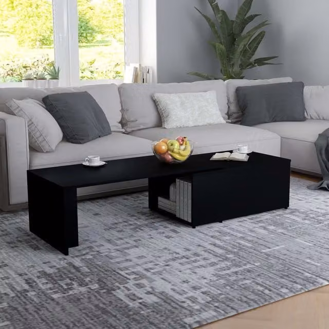 Berkfield Home Black Modern Rectangular Coffee Table with Lift Mechanism, W: 150 cm, D: 50 cm, H: 35 cm – 1