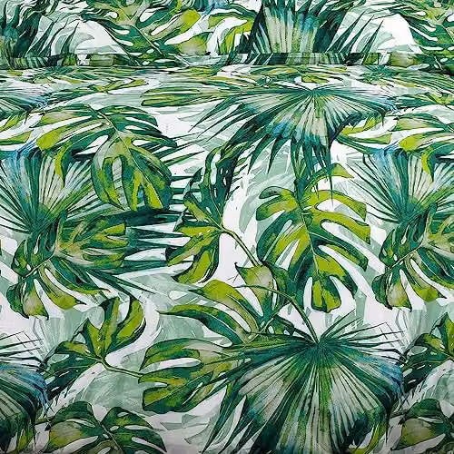 Velosso Tropical Palm Leaves Floral Easycare Bedding Set in Green with Duvet Cover and Pillowcases, W/D/H: 200 x 200 cm and 50 x 75 cm – 2