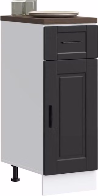Berkfield Home Porto Black Matt MDF Freestanding Kitchen Base Unit with Hinged Doors and Internal Shelves – 1