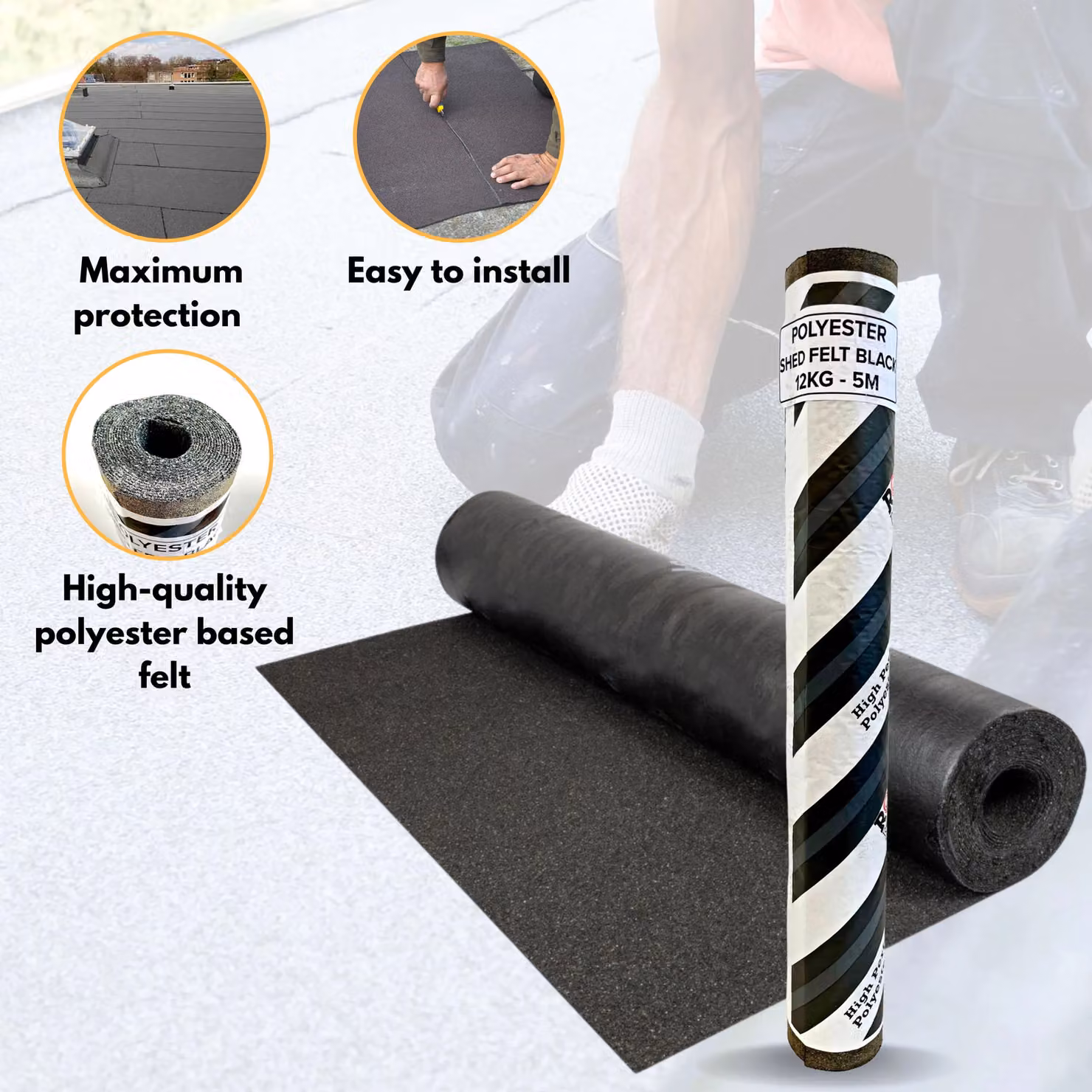 Novecrafto Heavy-Duty Black Polyester Shed Roofing Felt – 2