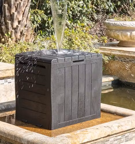 Simpa 120L Wood Panel Effect Plastic Garden Storage Box in Black and Grey, W/D/H: 57.8 x 44.0 x 55.0 cm – 4