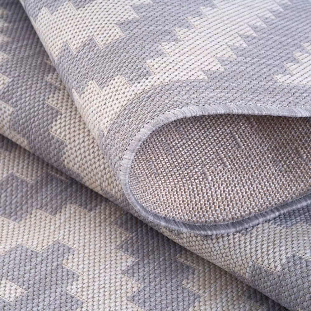 THE RUGS Geometric Diamond Indoor Outdoor Rug in Grey and Ivory, W: 240 cm, D: 340 cm – 2