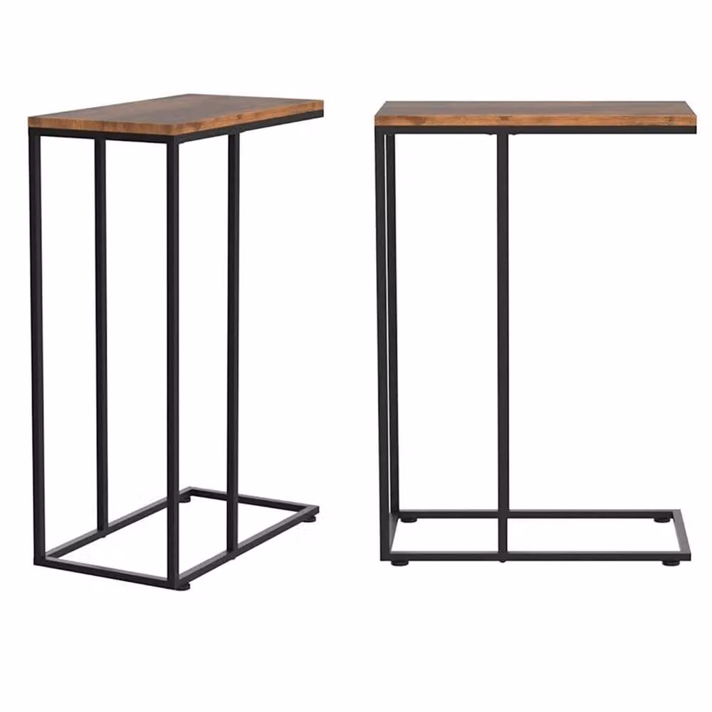 Nordara Brown Wood Top Small Sofa Side End Table and Laptop Table for Bedroom, W/D/H: 59 x 40 x 30 cm – 2