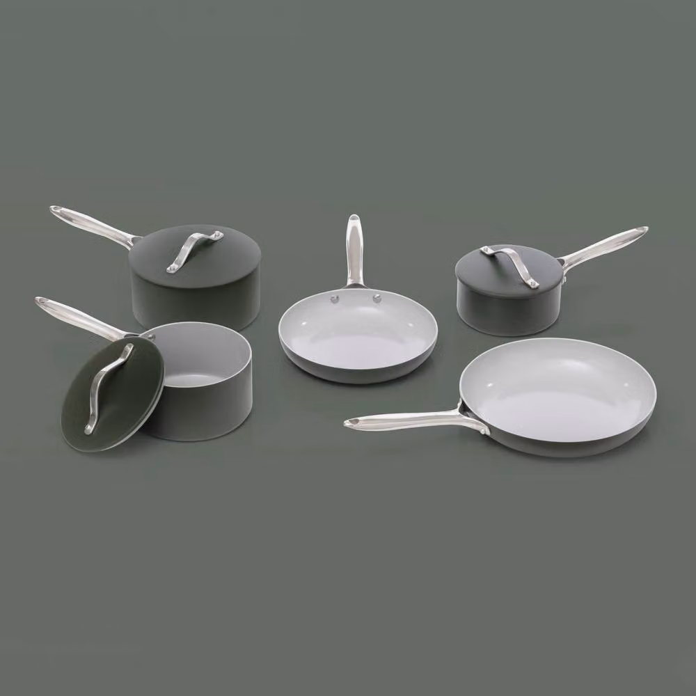 Prochef 5 Piece Green Ceramic Saucepan and Frying Pan Set – 2