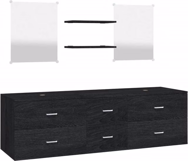 Berkfield Home 5 Piece Modern Black Matt Bathroom Furniture Set