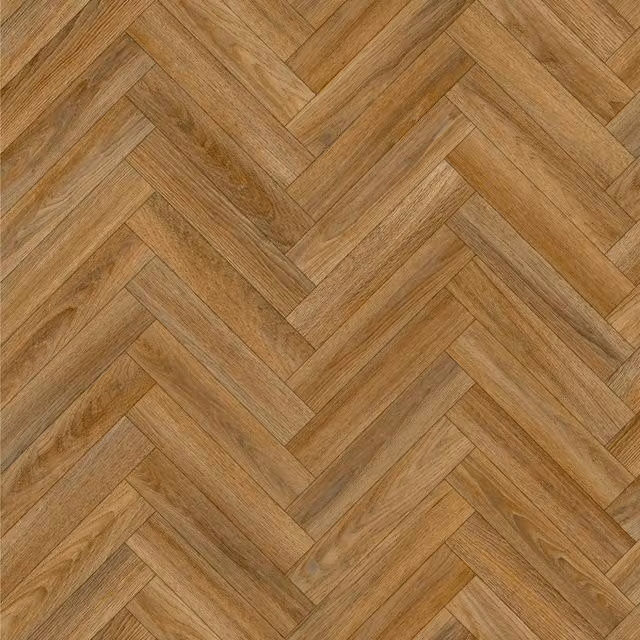 Lotus Brown Herringbone Wood Effect Vinyl Flooring Sheet, Thickness: 3.8 mm, W/D/H: 200 x 500 cm
