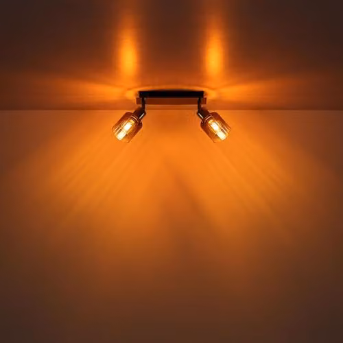Globo Lighting Modern Copper and Transparent Glass Ceiling Light for Living Rooms and Kitchens with 2 E14 Bulbs – 5