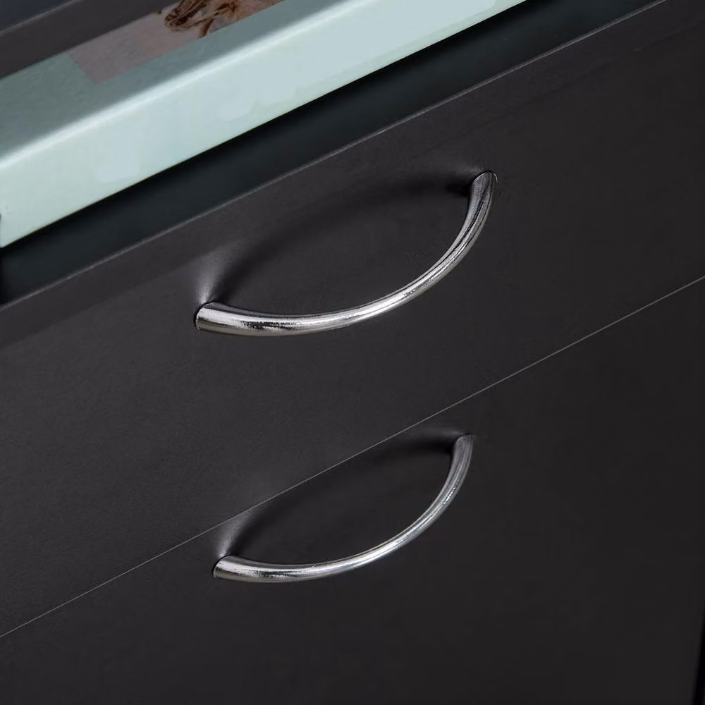 STILVORA Black Modern Filing Cabinet with Drawer, Shelf, Door and Castors – 7