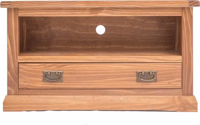 Cabinet Bits Tirolo 1 Drawer TV Stand in Brown Lacquered Pine Wood